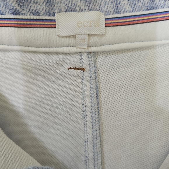 Ecru Denim-Print Wide-Leg Sweatpants 10 Pockets Zip & Button Closure Light Blue - Picture 8 of 9